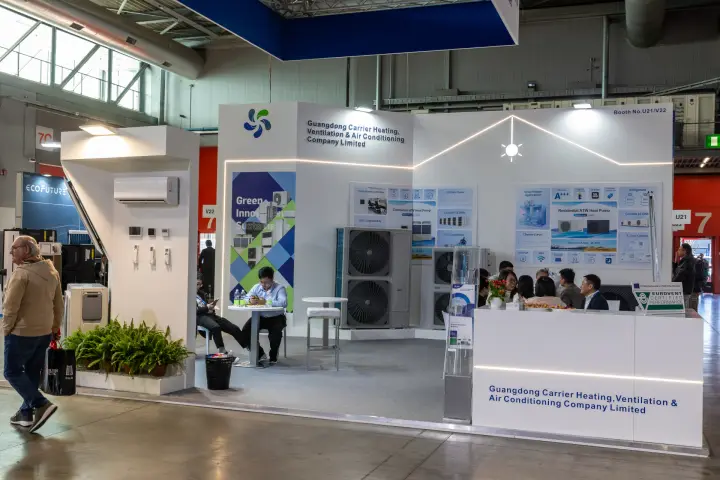 Guangdong Carrier stand with commercial and residential ATW heat pumps