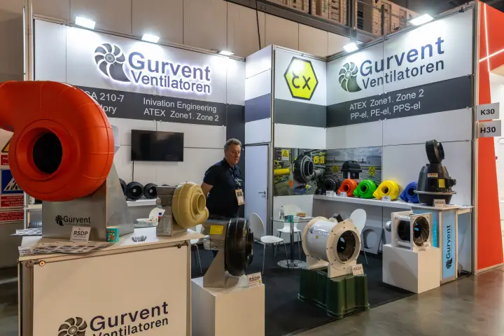 Gurvent Ventilatoren stand with plastic and ATEX centrifugal fans