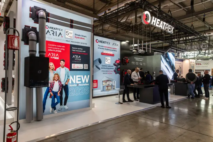 Heatpex stand launching the ARIA heat recovery system as new for 2026 at MCE 2026