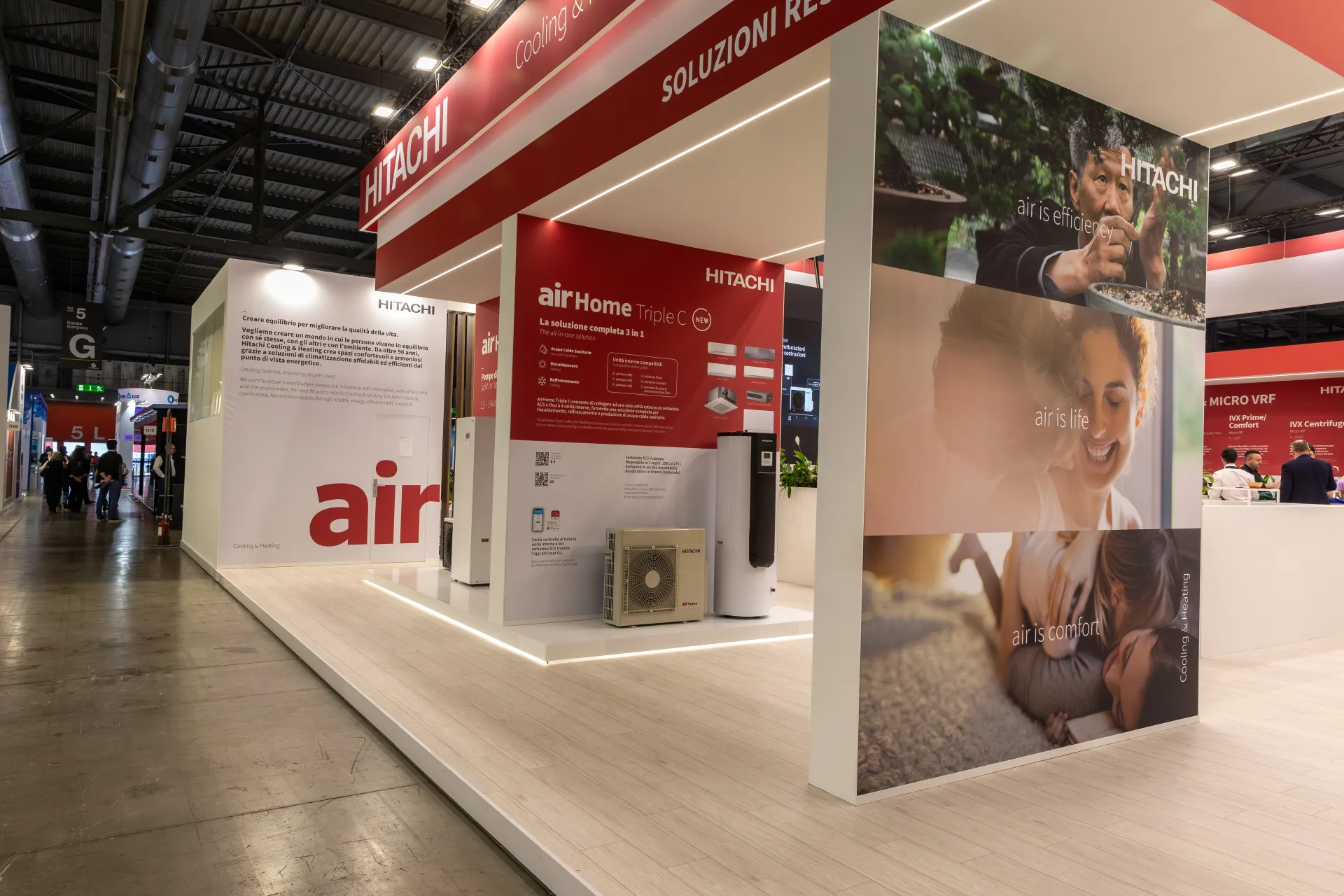 Hitachi Cooling & Heating stand presenting the air Home Triple C system at MCE 2026