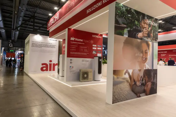 Hitachi Cooling & Heating stand presenting the air Home Triple C system at MCE 2026