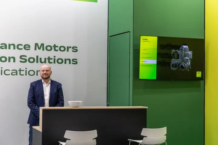 Hoyer VMS Group screen showing motors for fans, compressors and blowers at MCE 2026