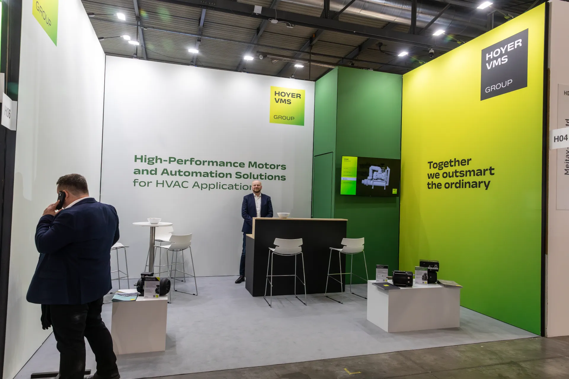 Hoyer VMS Group stand with high-performance motors for HVAC applications at MCE 2026