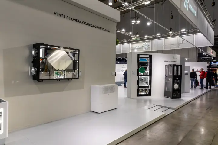 Innova controlled ventilation unit with transparent casing and compact units at MCE 2026