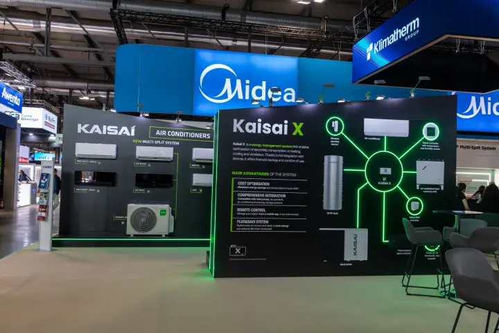 Kaisai X energy management board beside the multi-split wall at MCE 2026