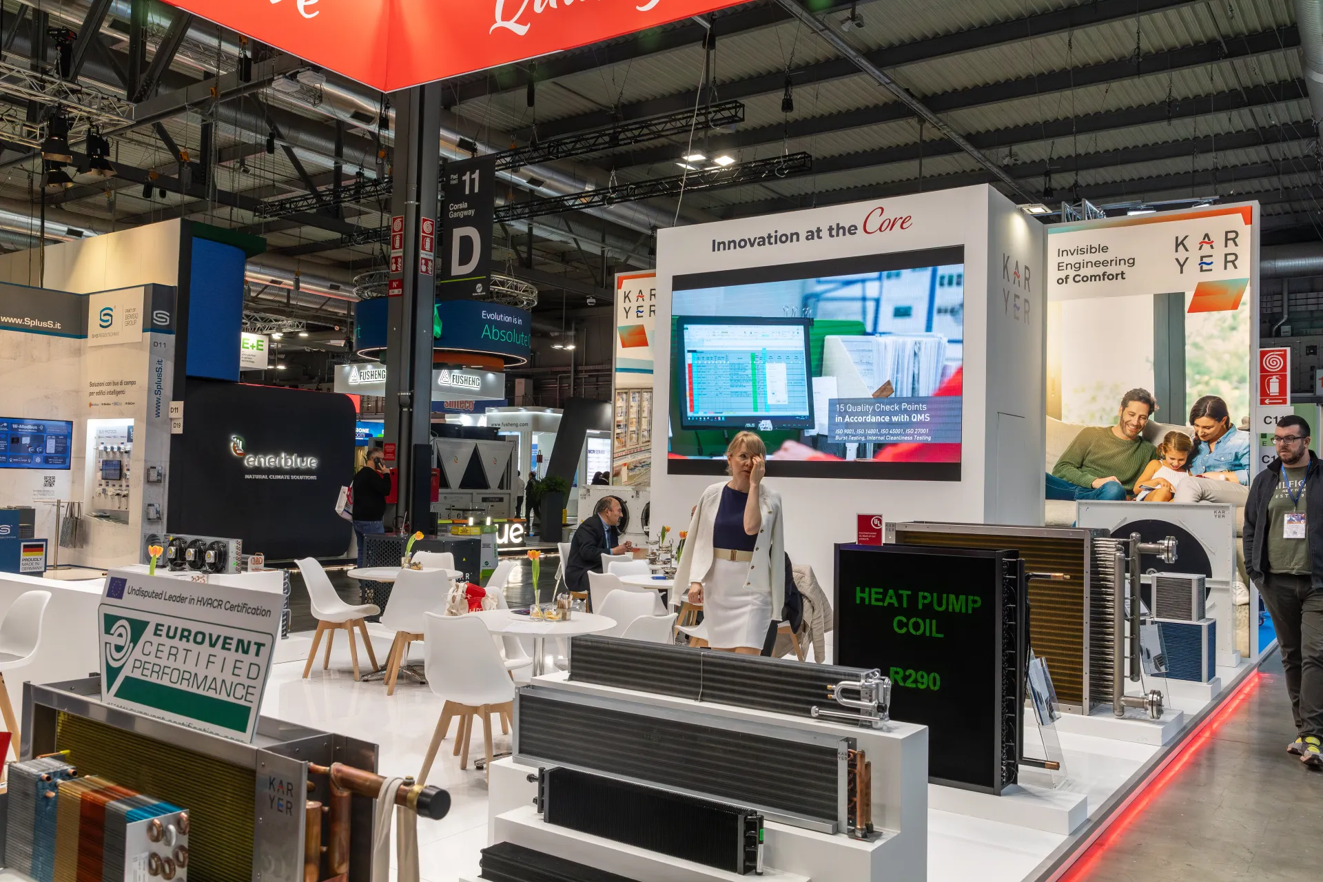 Karyer stand with R290 heat pump coils and Eurovent-certified finned coils at MCE 2026