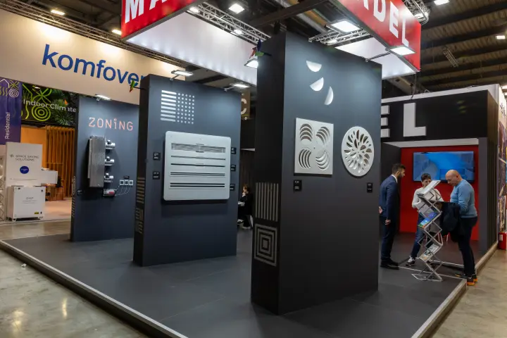 Madel ZONING display with plenum, motorised dampers and linear diffusers at MCE 2026