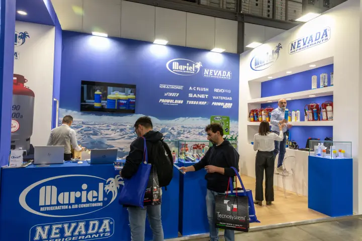 Mariel and Nevada Refrigerants stand with refrigeration service products at MCE 2026