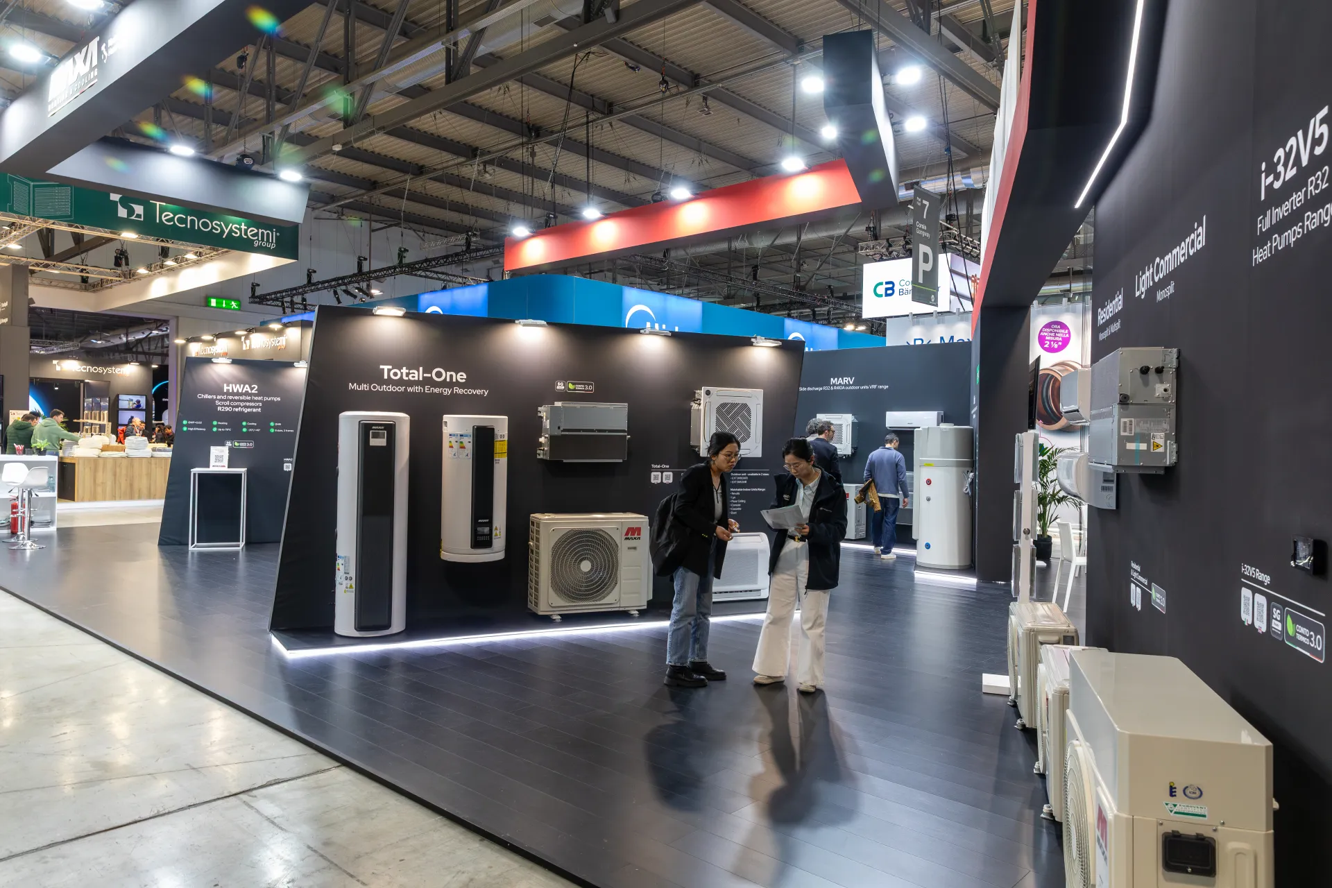 Maxa stand showing Total-One multi outdoor system and heat pump water heaters at MCE 2026