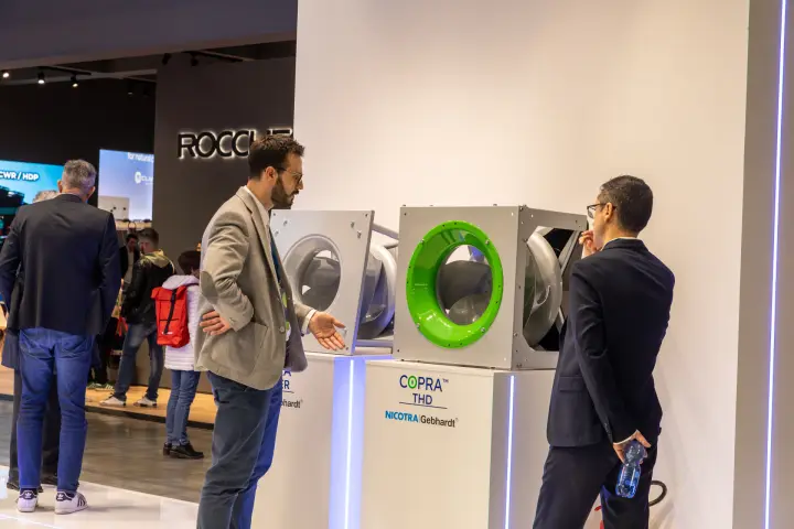 Nicotra Gebhardt COPRA THD plug fan with green inlet ring at MCE 2026