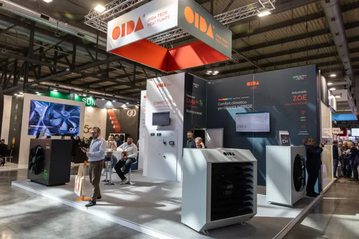 OIDA Tech Heat Pumps stand with SAVIA PRO and ZOE heat pump ranges at MCE 2026
