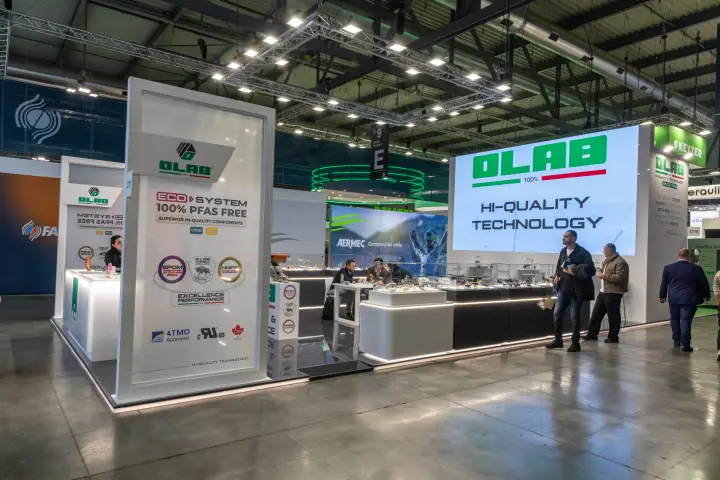 Olab stand presenting PFAS-free valves and refrigeration components