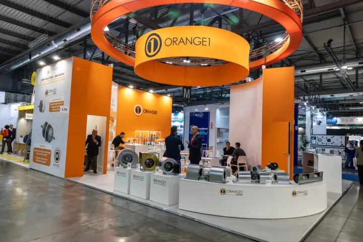 Orange1 stand with centrifugal fans and EC motors for fan coils