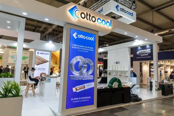 Ottocool stand with aluminium-film coated copper pipe coils at MCE 2026