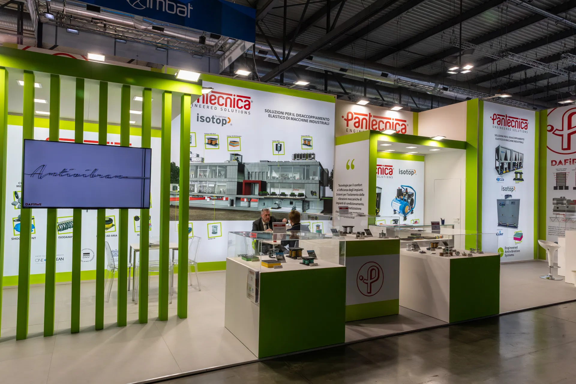 Pantecnica counters with Antivibram screen and slatted green wall at MCE 2026