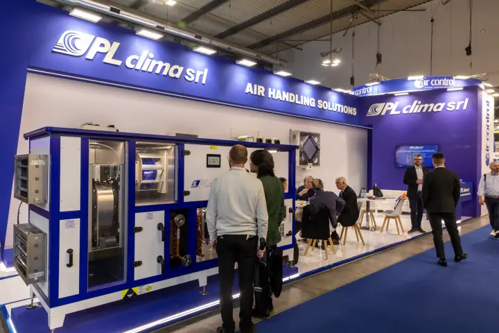 PL Clima air handling unit with open panels showing the plug fan