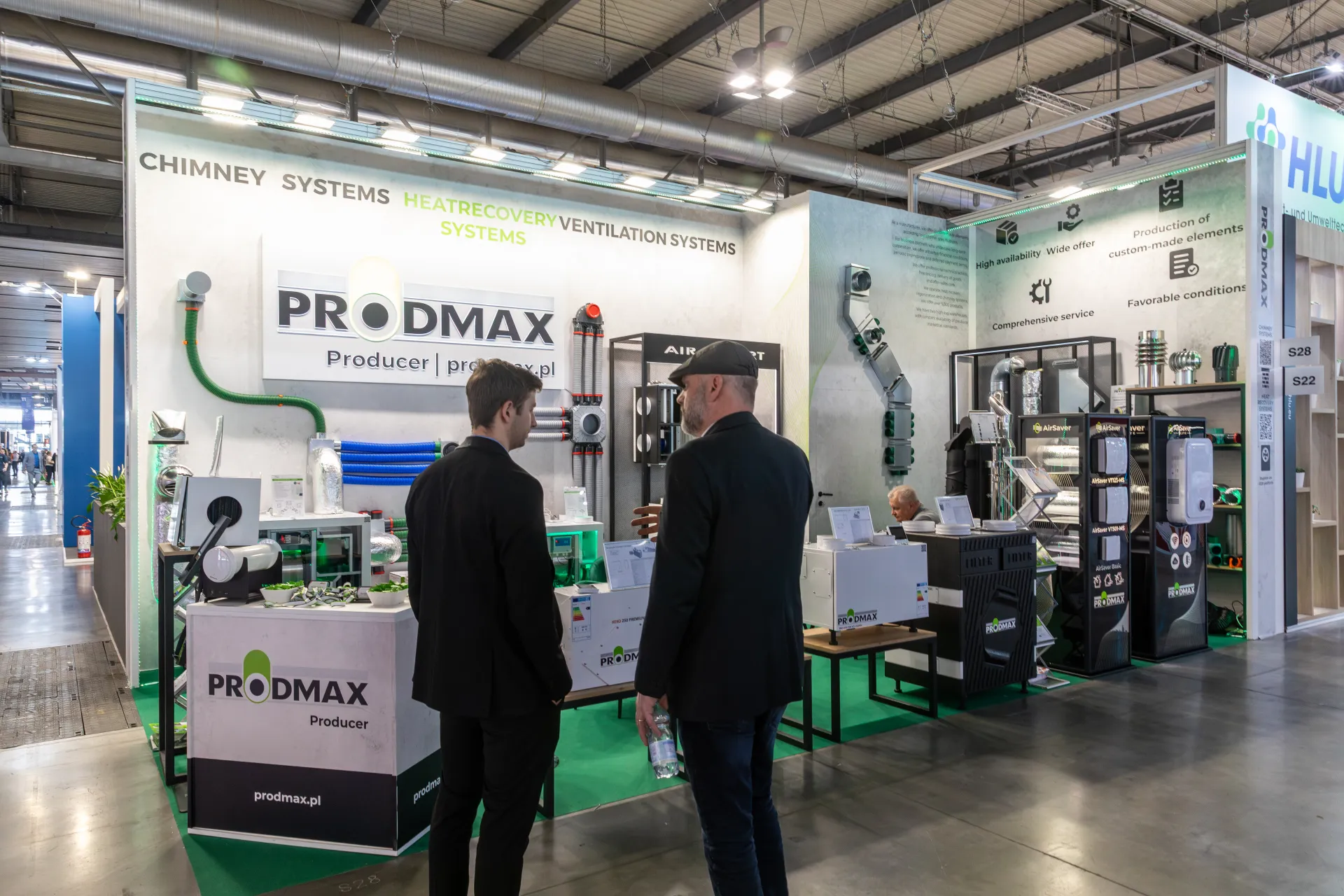 Prodmax stand with heat recovery units, flexible ducts and chimney systems at MCE 2026