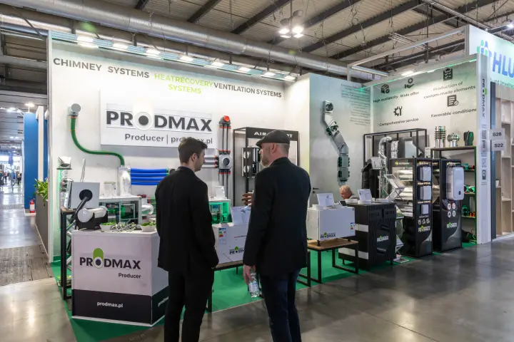 Prodmax stand with heat recovery units, flexible ducts and chimney systems at MCE 2026