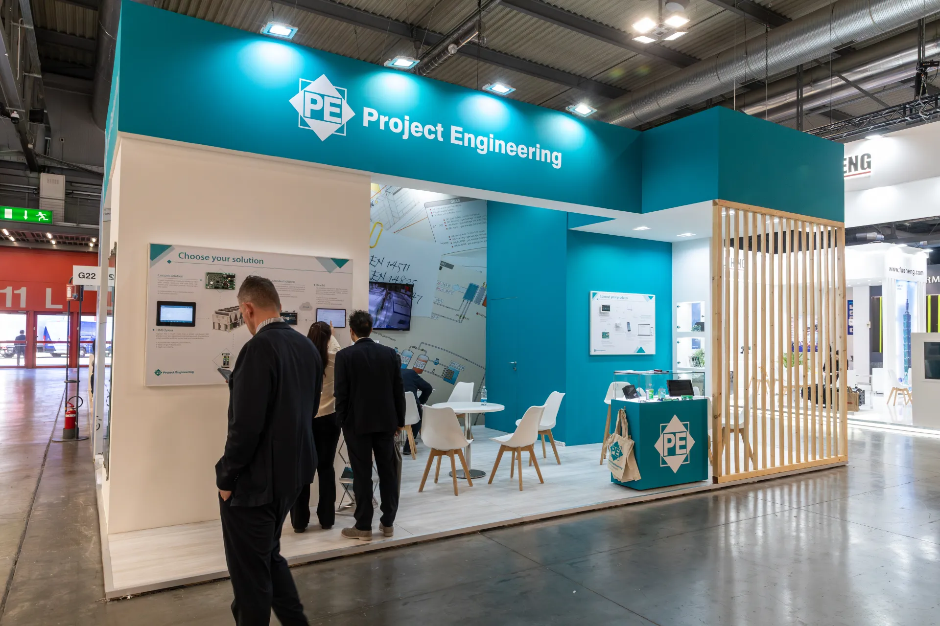 Project Engineering stand with teal fascia and control solution panels at MCE 2026