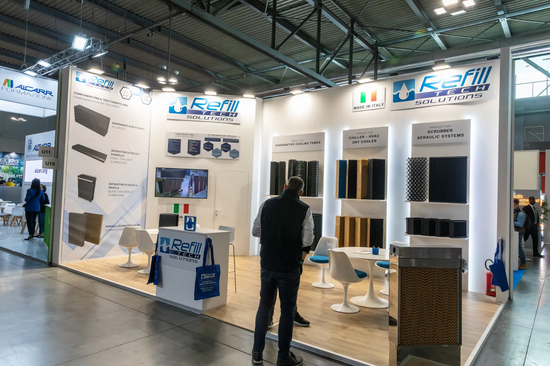 Refill Tech Solutions stand with fill media and drift eliminators at MCE 2026