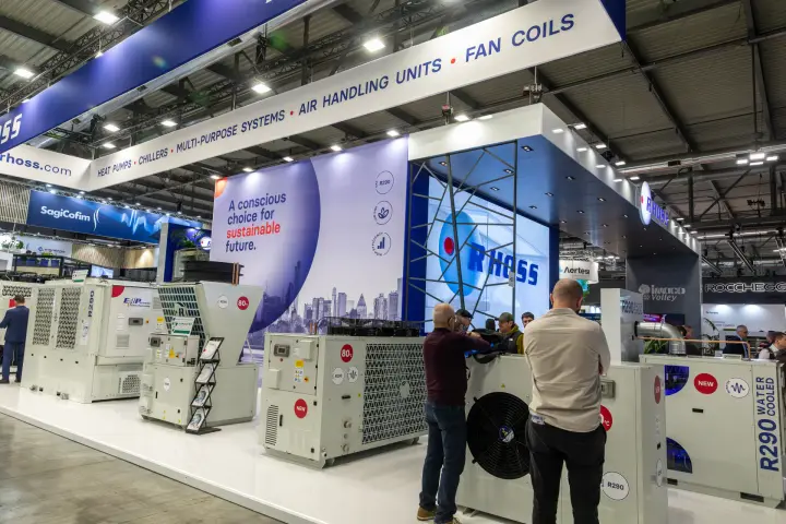 Rhoss stand with R290 heat pumps and chillers at MCE 2026