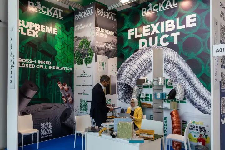 Rockal stand promoting flexible ducts and Supreme Flex insulation at MCE 2026