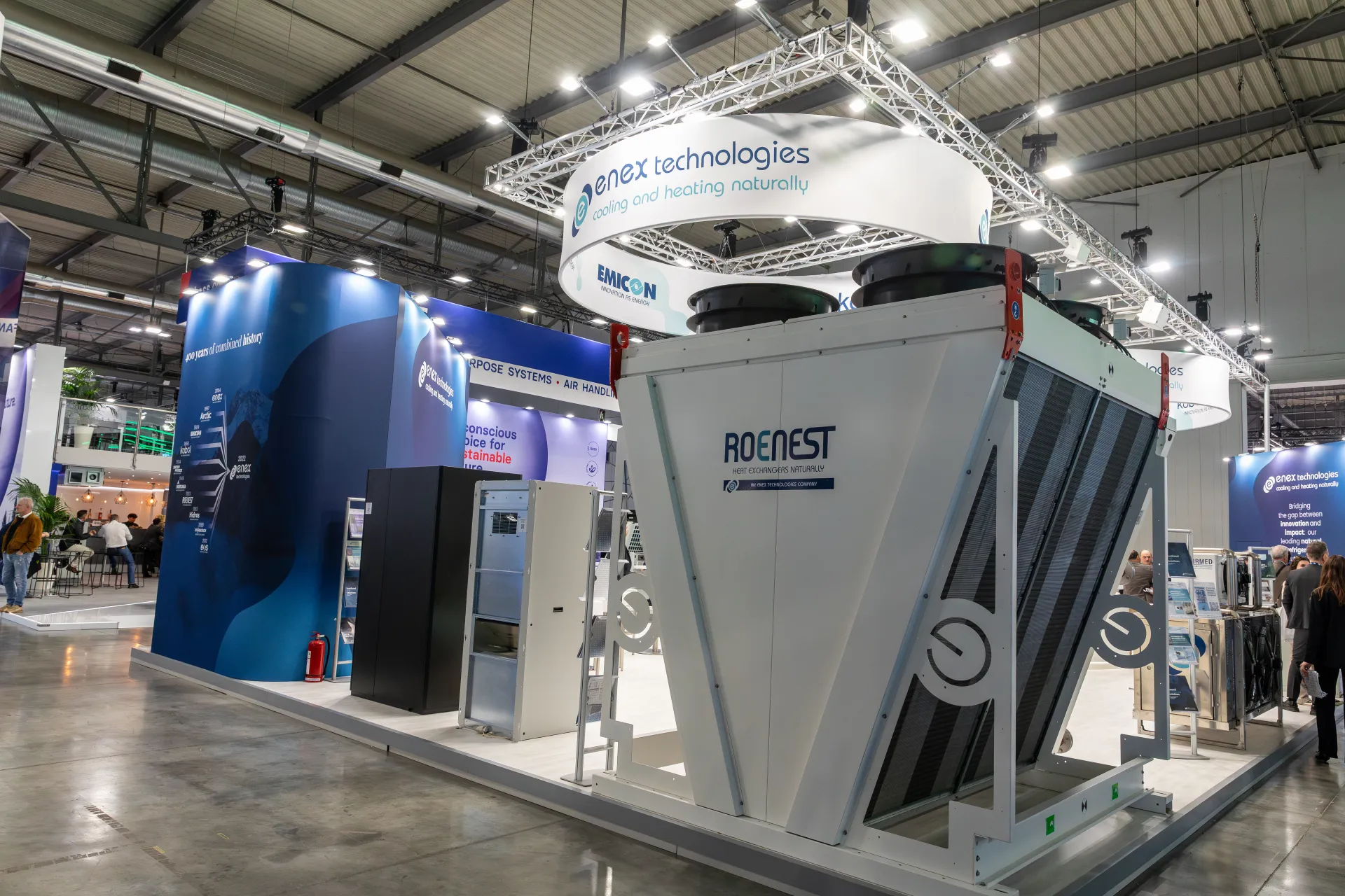 Roenest V-shaped dry cooler on the Enex Technologies stand at MCE 2026