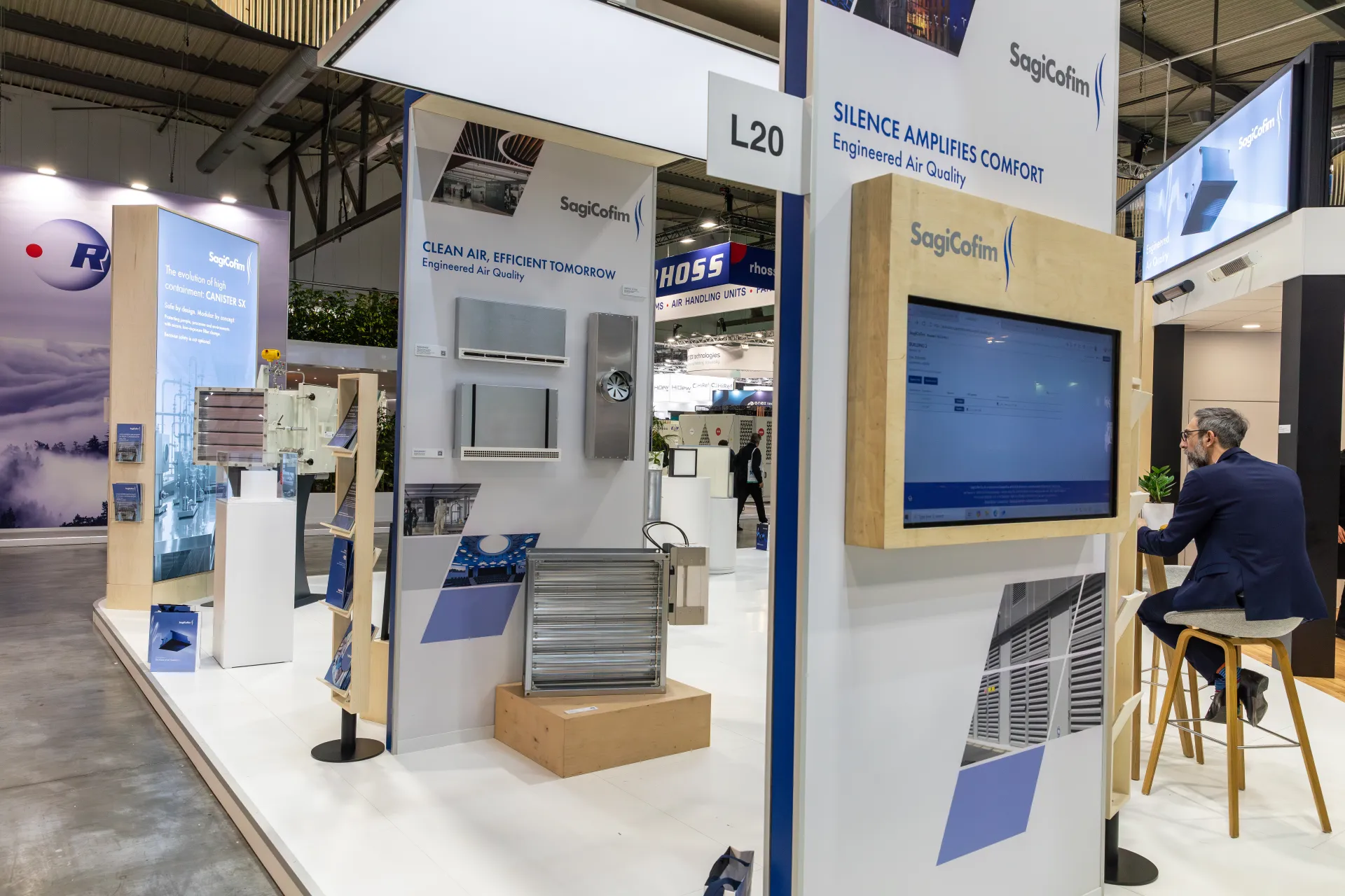 SagiCofim stand with grilles, dampers and Canister SX containment filter at MCE 2026