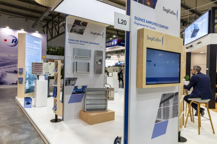 SagiCofim stand with grilles, dampers and Canister SX containment filter at MCE 2026