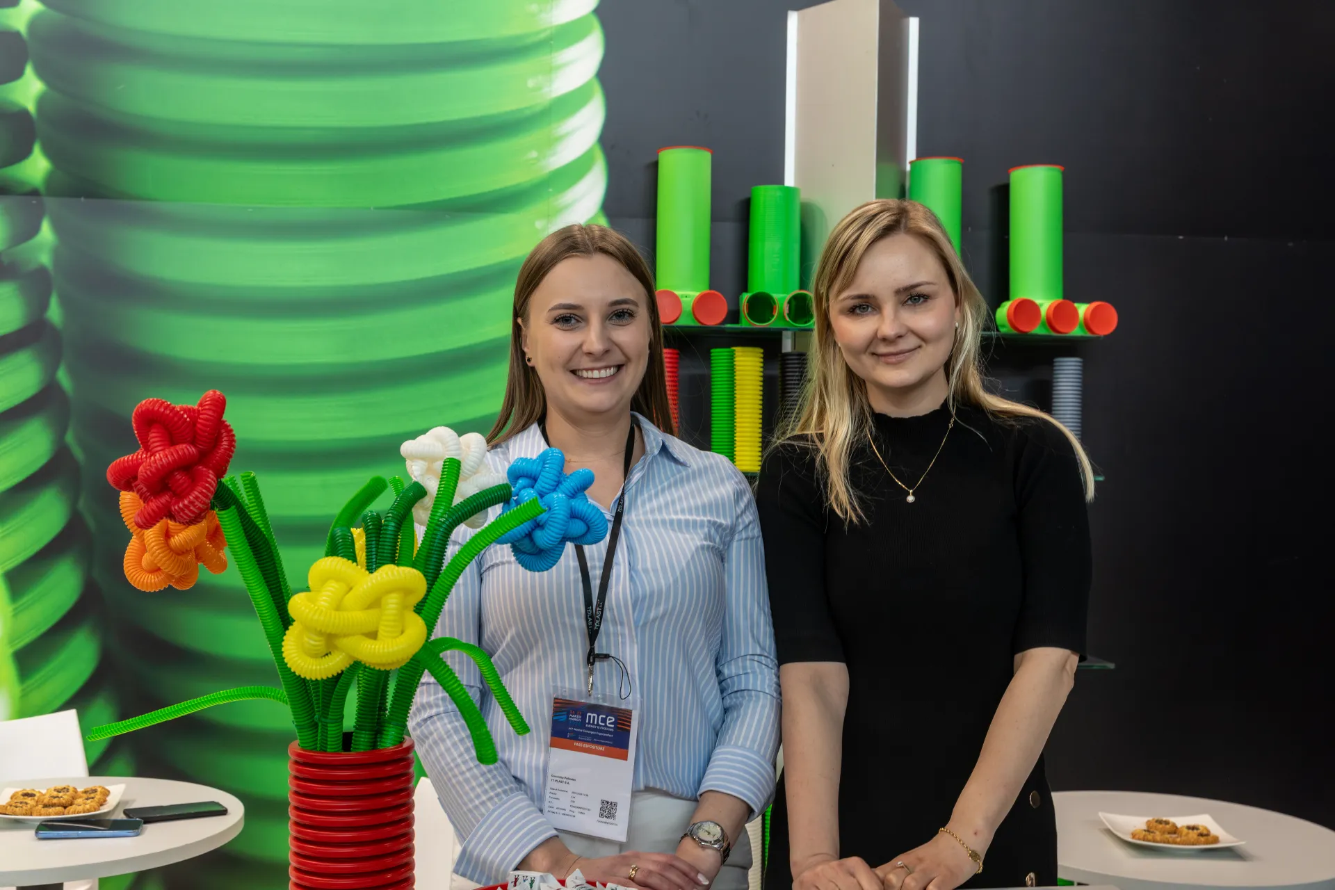 Second close portrait at the TT Plast stand with tubing bouquet at MCE 2026