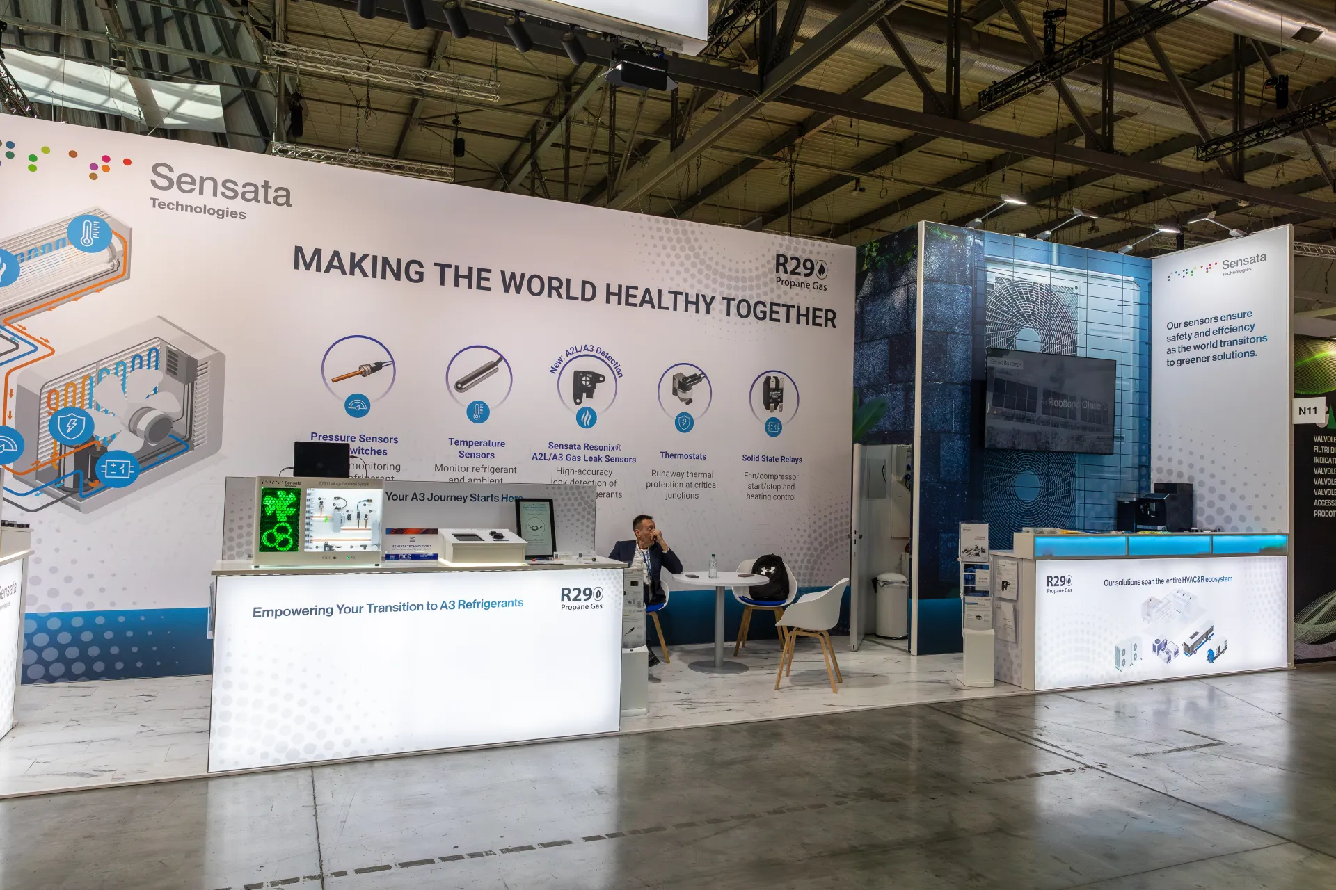 Sensata Technologies stand with sensors for R290 A3 refrigerant systems at MCE 2026