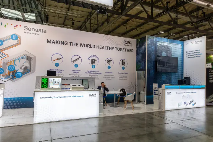 Sensata Technologies stand with sensors for R290 A3 refrigerant systems at MCE 2026