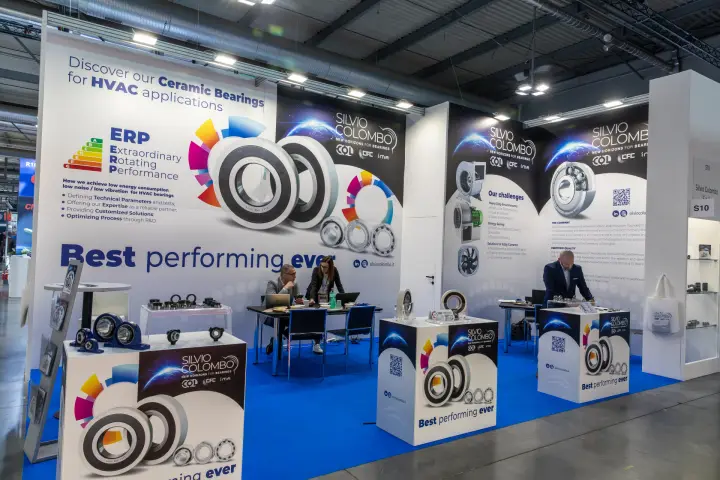 Silvio Colombo stand promoting ceramic bearings for HVAC applications