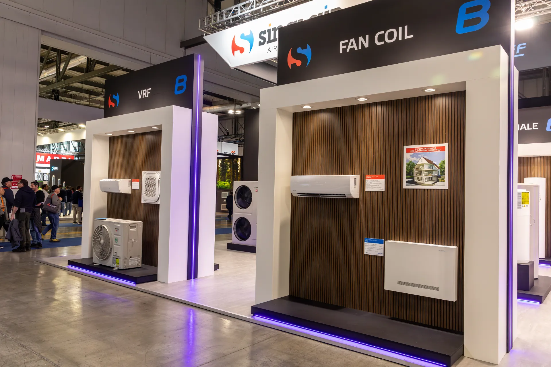 Sinclair fan coil bay with wall unit and floor console on wood slats at MCE 2026
