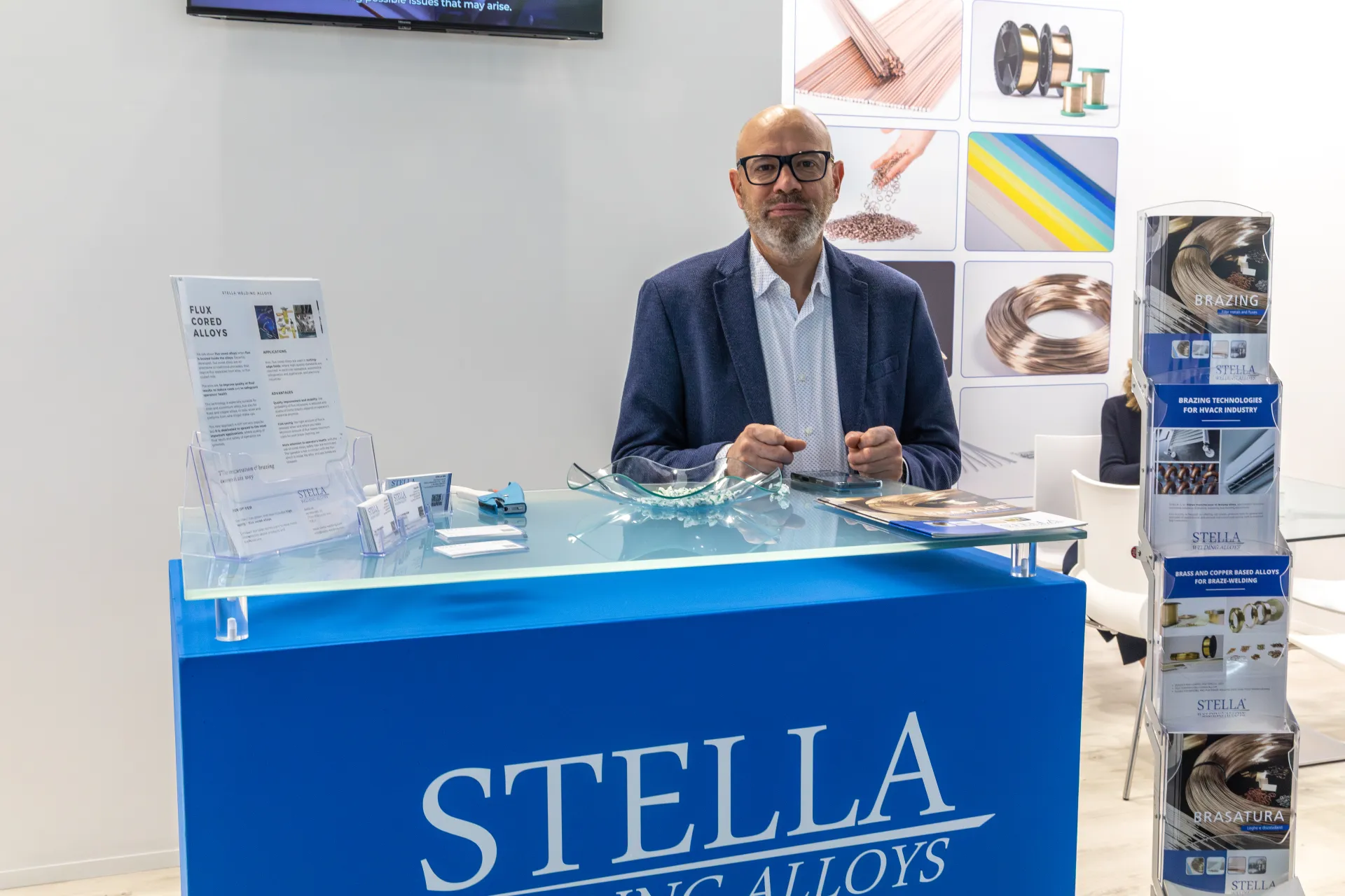 Stella Welding Alloys counter with brazing alloy brochures at MCE 2026