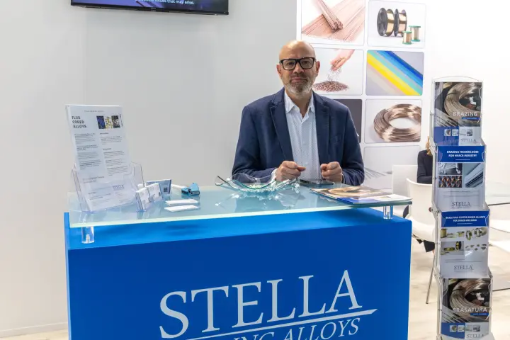 Stella Welding Alloys counter with brazing alloy brochures at MCE 2026