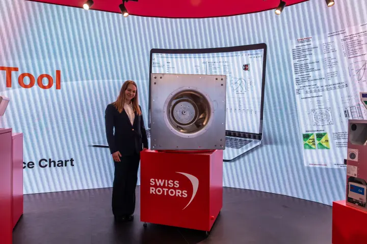 Swiss Rotors plug fan with on-screen selection tool and technical report