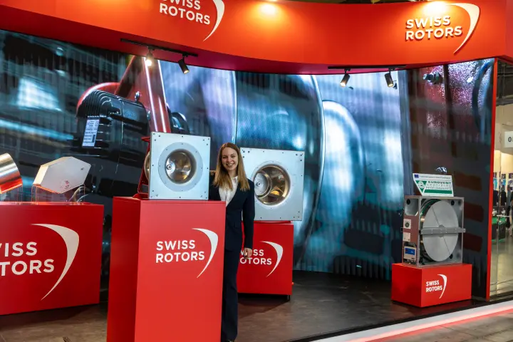 Swiss Rotors stand front with a Eurovent-certified rotary heat exchanger