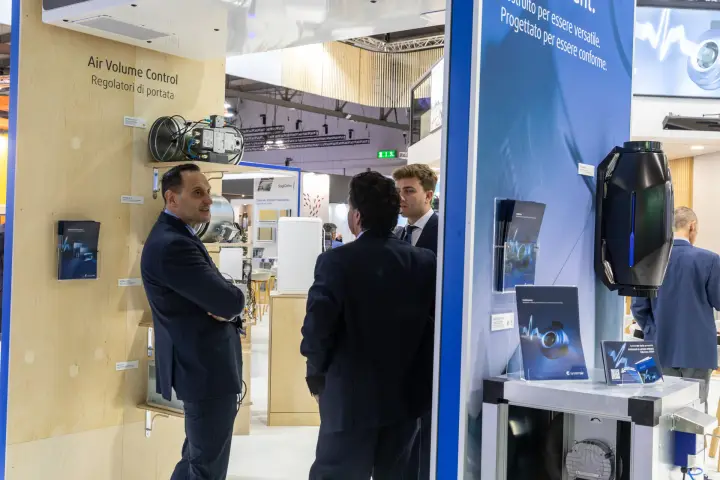 Systemair air volume control dampers and an inline duct fan on display at MCE 2026