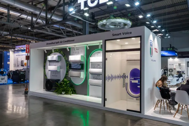 TCL split air conditioner showcase with P7, T-PRO and ELITE indoor units at MCE 2026