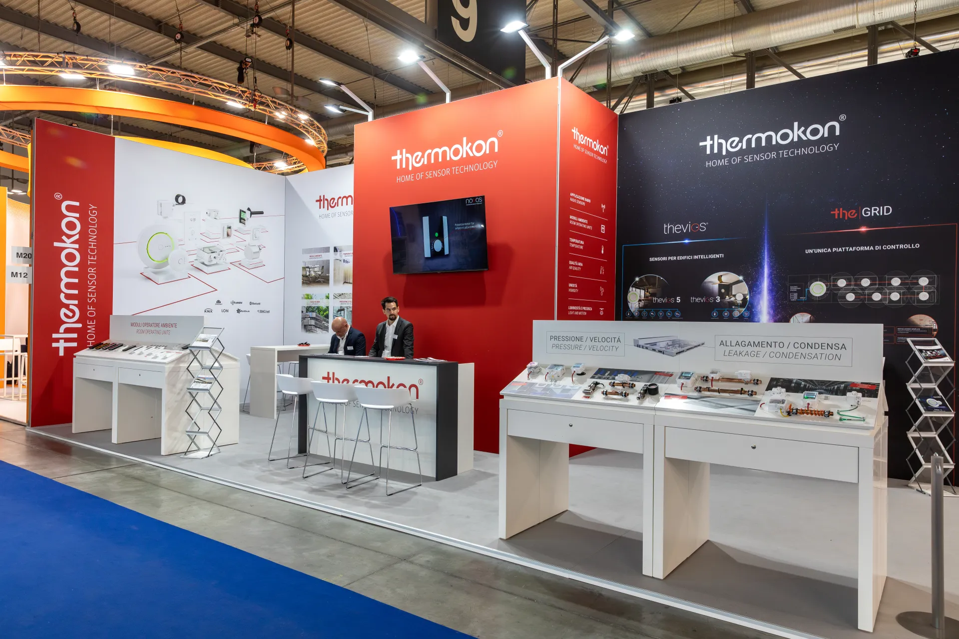 Thermokon stand with room operating units and HVAC sensors at MCE 2026