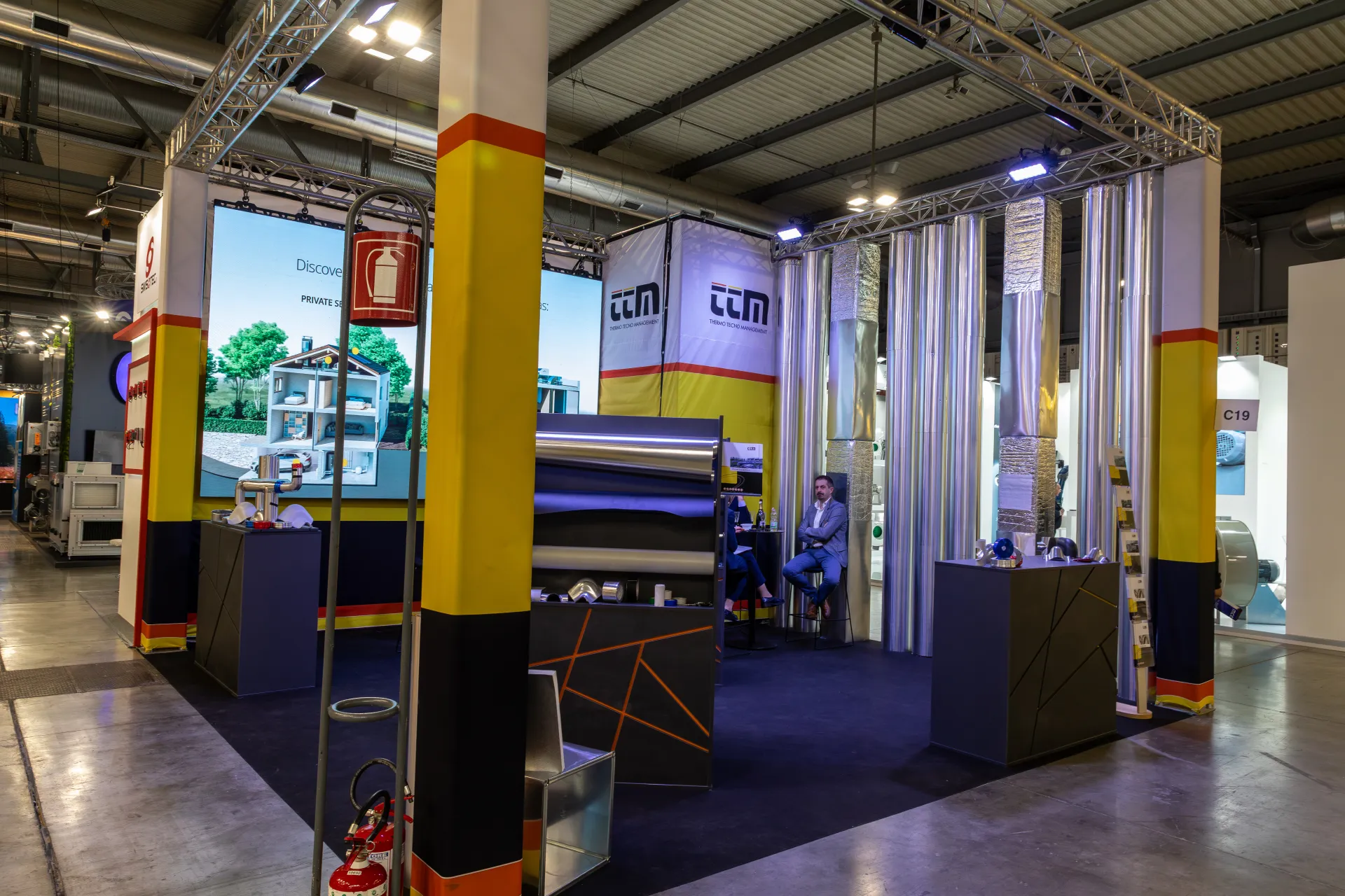 TTM stand with upright insulated ducts and LED wall at MCE 2026