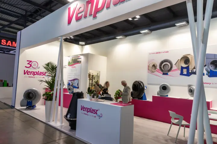 Venplast stand marking 30 years with plastic centrifugal fans at MCE 2026