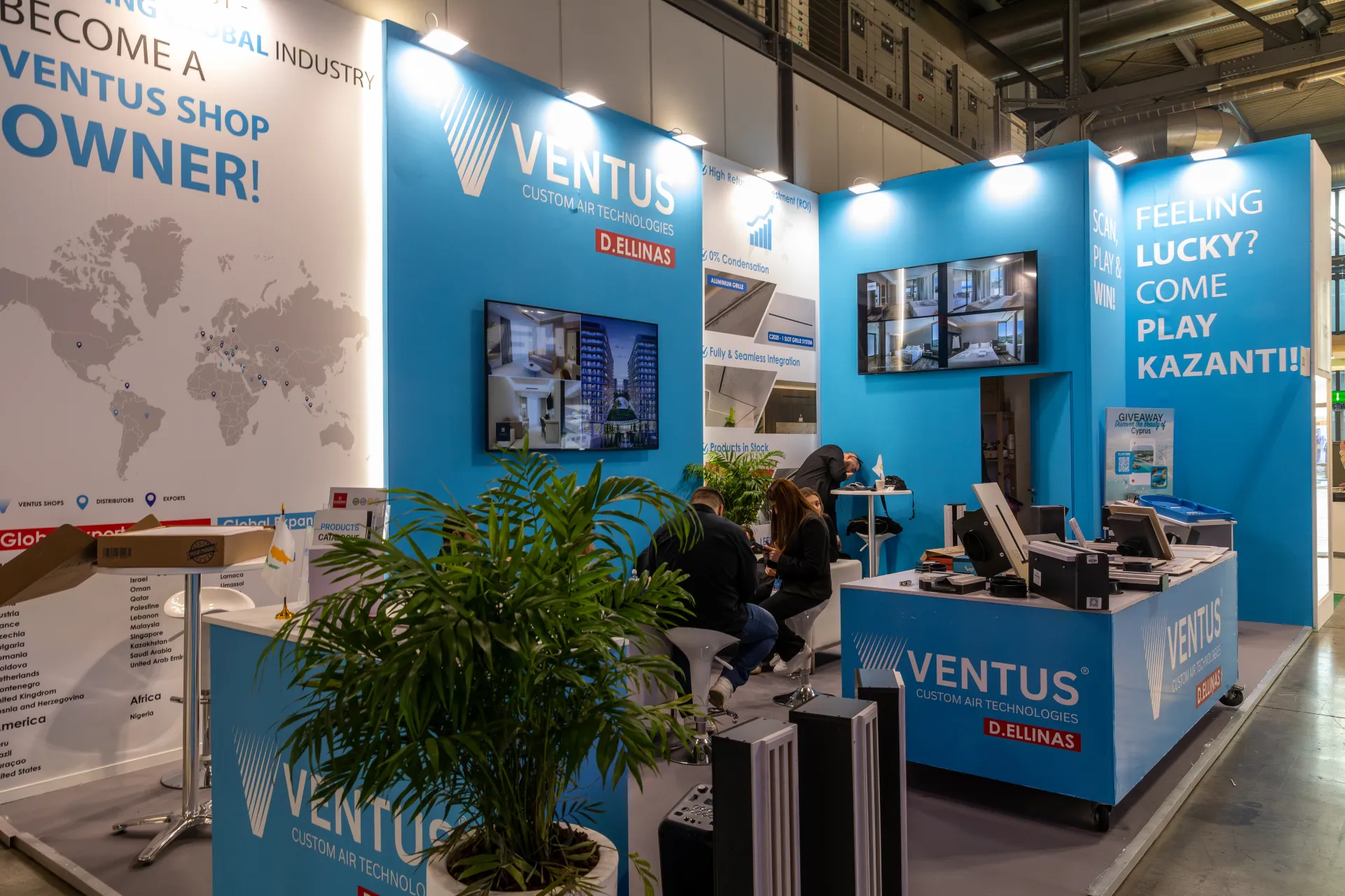 Ventus Custom Air Technologies stand with slot grille samples at MCE 2026