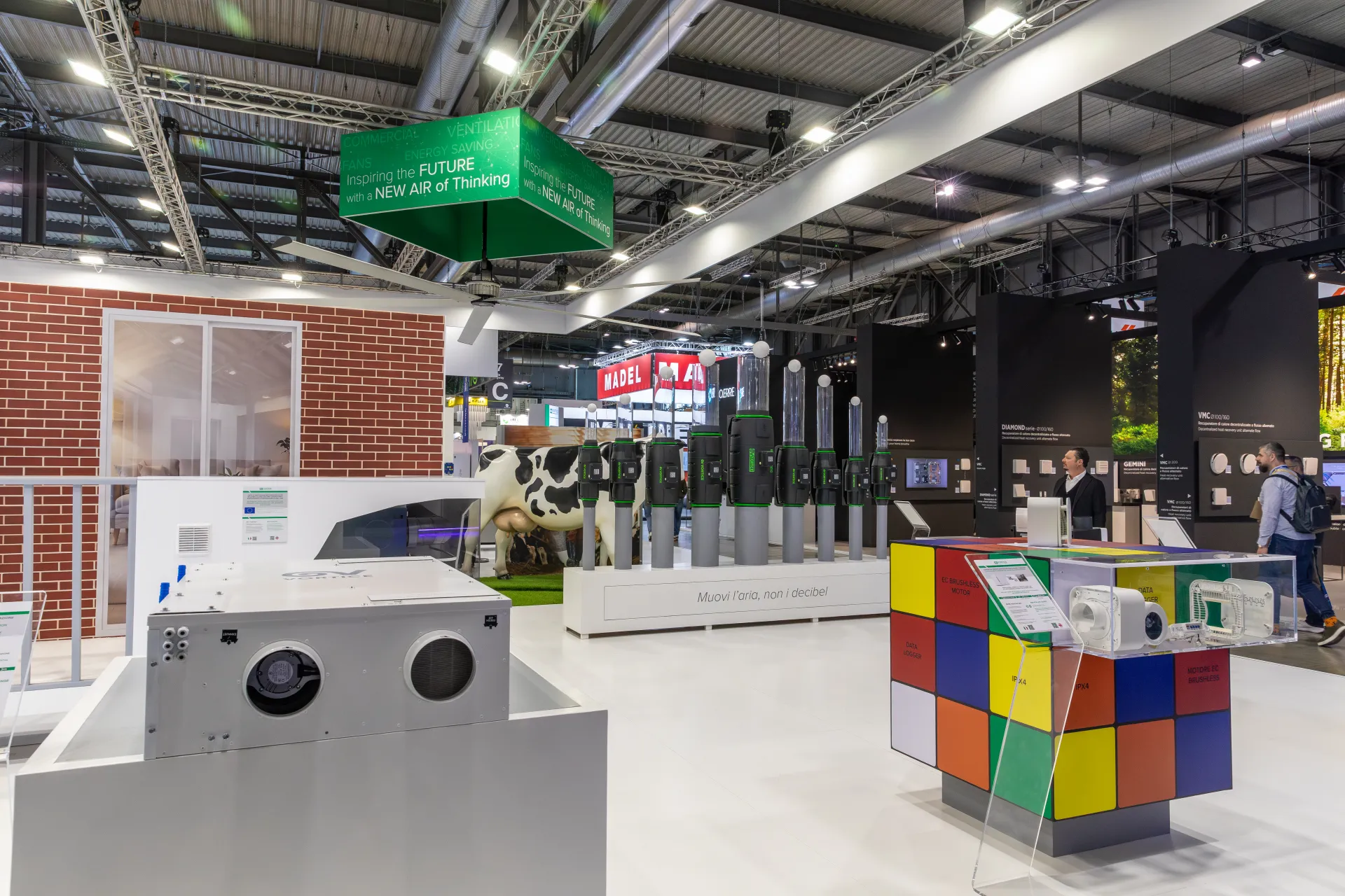 Vortice heat recovery unit with brick house mock-up and inline fan row at MCE 2026