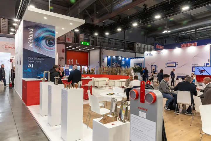 Wieland stand with brazed plate heat exchangers and copper tubes at MCE 2026