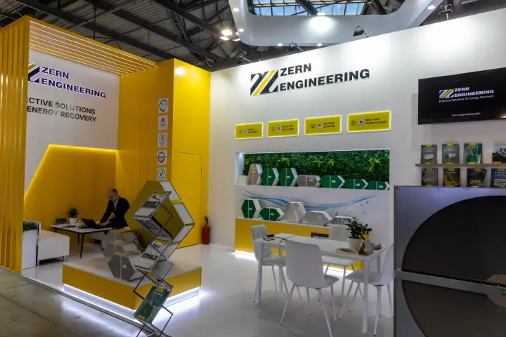 Zern Engineering stand with hexagonal plate heat exchangers and rotor at MCE 2026