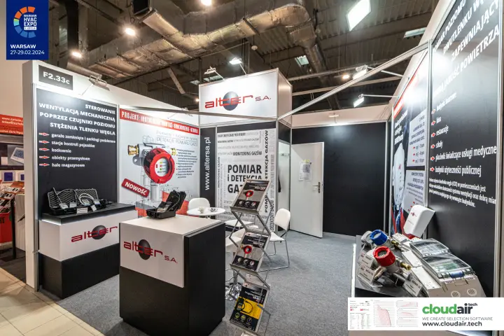 Alter stand F2.33c with MGX-70 gas detectors and portable meter cases at Warsaw HVAC Expo 2024