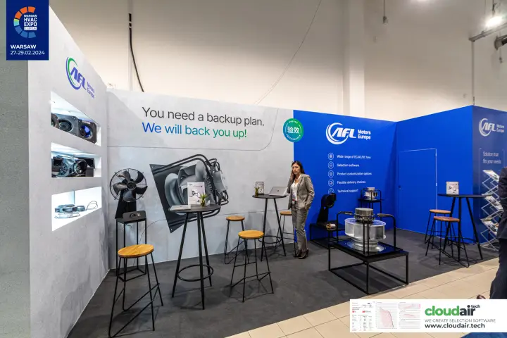 Axial fan on AFL pedestal in front of the backup plan slogan