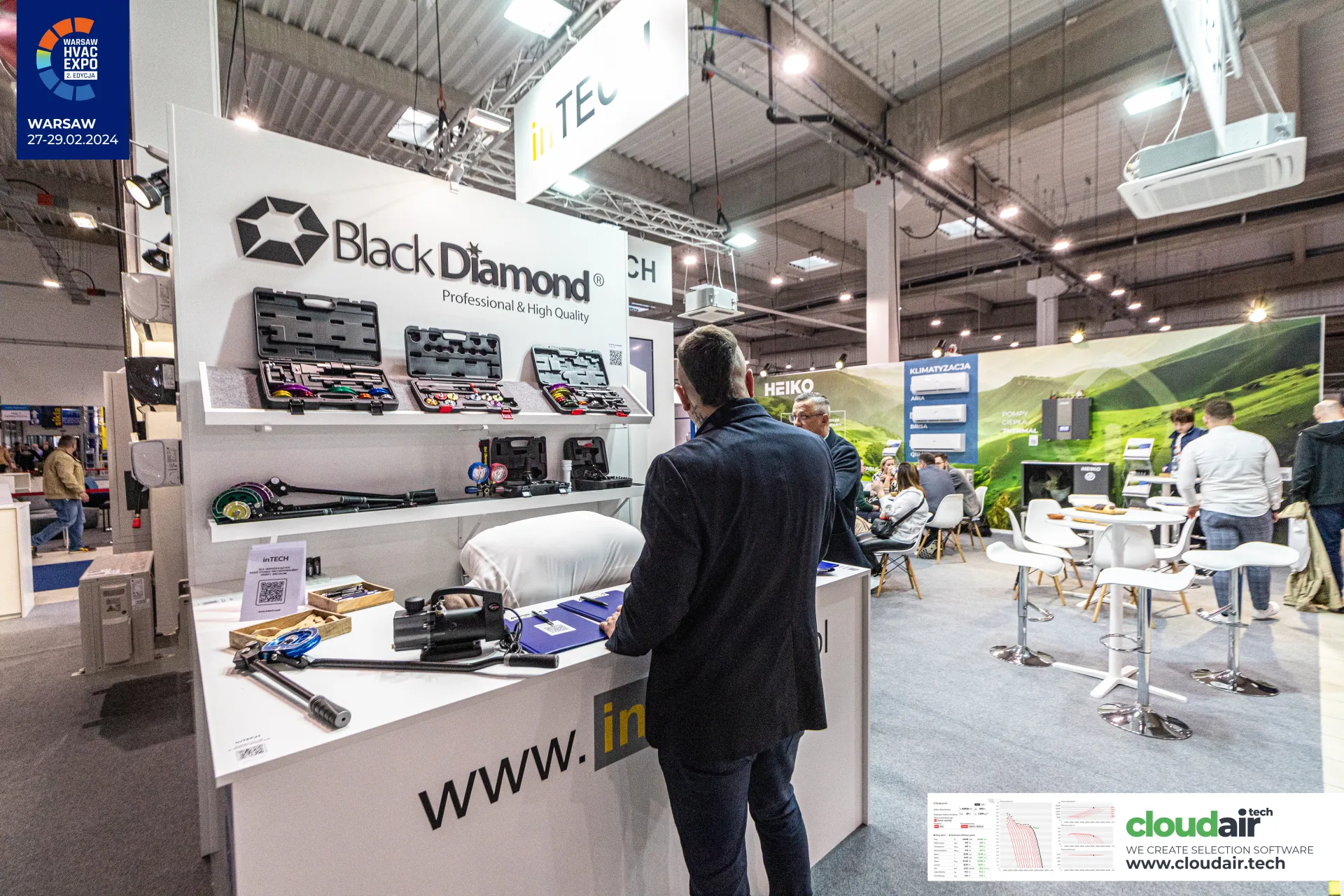 Black Diamond tube benders and vacuum pump on the inTECH counter at Warsaw HVAC Expo 2024